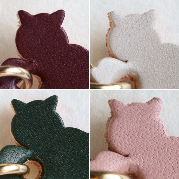 aoneco Keychain with reel Nume leather type [an015-2] waji's protection cat project key ring key chain 