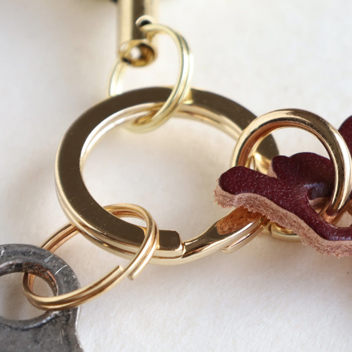 aoneco Keychain with reel Nume leather type [an015-2] waji's protection cat project key ring key chain 