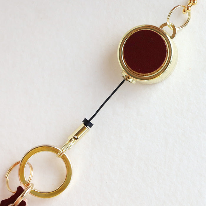 aoneco Keychain with reel Nume leather type [an015-2] waji's protection cat project key ring key chain 