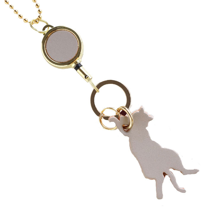 aoneco Keychain with reel Nume leather type [an015-2] waji's protection cat project key ring key chain 