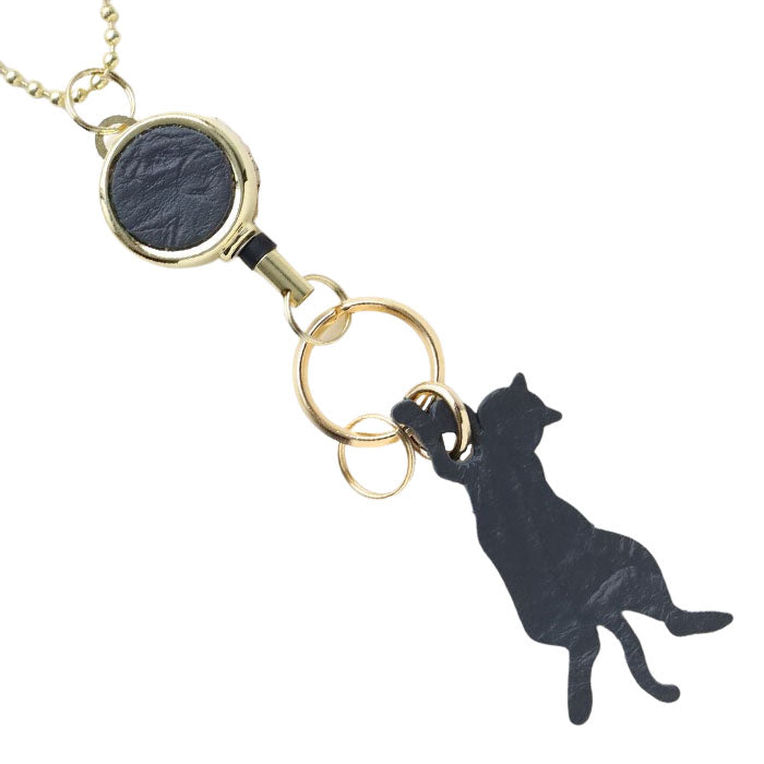 aoneco(アオネコ) リール付き キーホルダー [an015] 革製品を手がけるwajiさんの保護猫プロジェクト キーリング キーチェーン