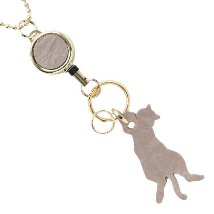 aoneco(アオネコ) リール付き キーホルダー [an015] 革製品を手がけるwajiさんの保護猫プロジェクト キーリング キーチェーン