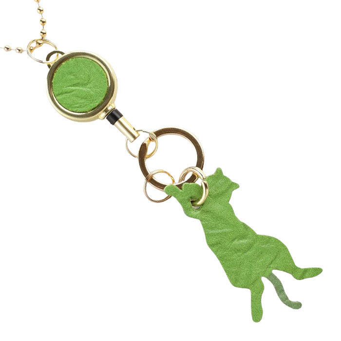 aoneco(アオネコ) リール付き キーホルダー [an015] 革製品を手がけるwajiさんの保護猫プロジェクト キーリング キーチェーン