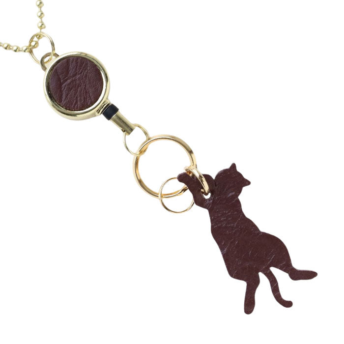 aoneco(アオネコ) リール付き キーホルダー [an015] 革製品を手がけるwajiさんの保護猫プロジェクト キーリング キーチェーン