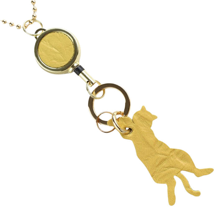 aoneco(アオネコ) リール付き キーホルダー [an015] 革製品を手がけるwajiさんの保護猫プロジェクト キーリング キーチェーン