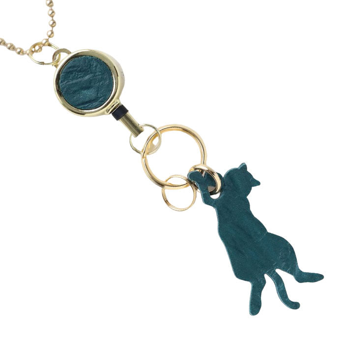 aoneco(アオネコ) リール付き キーホルダー [an015] 革製品を手がけるwajiさんの保護猫プロジェクト キーリング キーチェーン