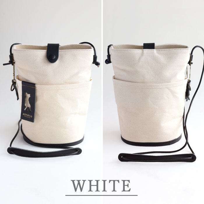 aoneco(アオネコ) バケット ショルダーバッグ  [an017] 革製品を手がけるwajiさんの保護猫プロジェクト ネコ 猫 肩掛け ポシェット サコッシュ 本革 レザー キャンバス