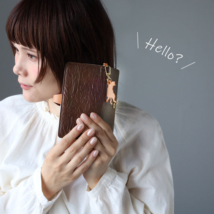 aoneco (Aoneko) Notebook-style multi-smartphone case, medium size [an018] Cat protection project by waji, a leather goods maker Cat Cat Smartphone cover Compatible with multiple models Genuine leather Cute 