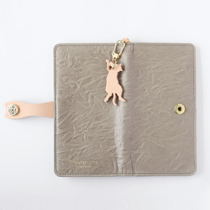 aoneco (Aoneko) Notebook-style multi-smartphone case, medium size [an018] Cat protection project by waji, a leather goods maker Cat Cat Smartphone cover Compatible with multiple models Genuine leather Cute 