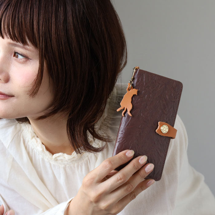 aoneco(アオネコ) 手帳型マルチスマホケース ロング [an019] 革製品を手がけるwajiさんの保護猫プロジェクト ネコ 猫 スマホカバー 多機種対応 本革 かわいい