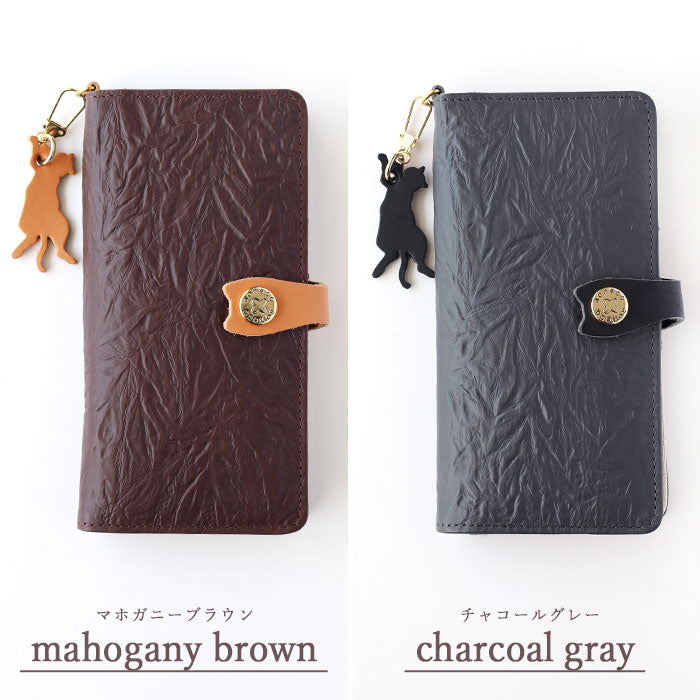 aoneco(アオネコ) 手帳型マルチスマホケース ロング [an019] 革製品を手がけるwajiさんの保護猫プロジェクト ネコ 猫 スマホカバー 多機種対応 本革 かわいい