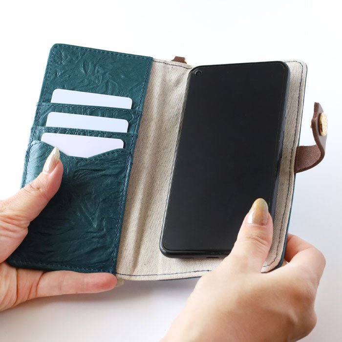 aoneco(アオネコ) 手帳型マルチスマホケース ロング [an019] 革製品を手がけるwajiさんの保護猫プロジェクト ネコ 猫 スマホカバー 多機種対応 本革 かわいい