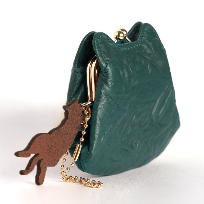 aoneco (Aoneko) Micro Purse Pouch [an020] Leather goods maker Waji's rescue cat project Purse Genuine leather Coin purse Cat Cute Money luck Yellow Black cat 