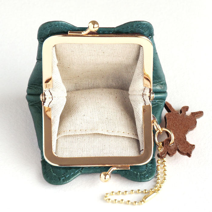 aoneco (Aoneko) Micro Purse Pouch [an020] Leather goods maker Waji's rescue cat project Purse Genuine leather Coin purse Cat Cute Money luck Yellow Black cat 