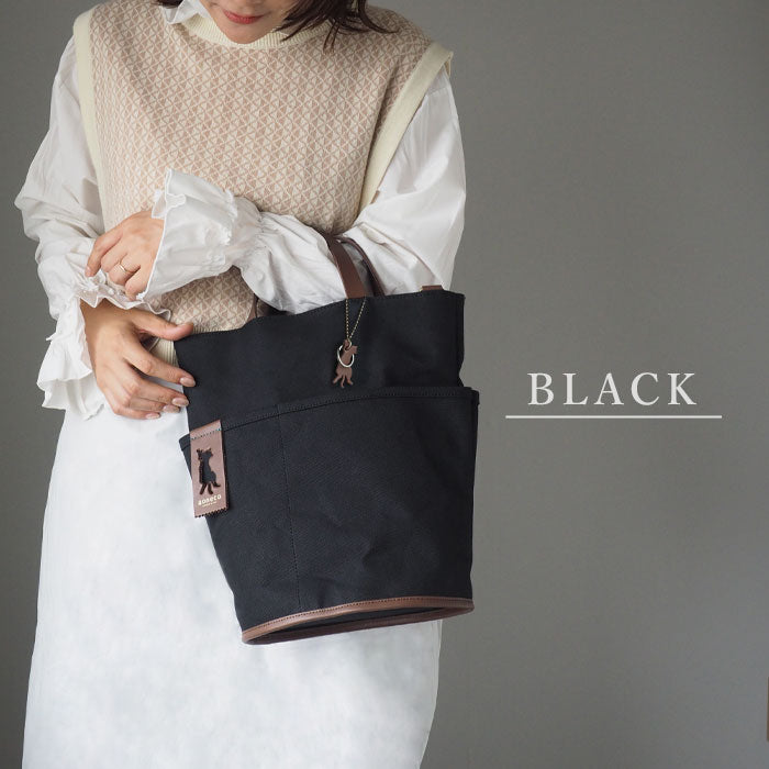 aoneco(アオネコ) 2WAY バケツトートバッグ  [an022] 革製品を手がけるwajiさんの保護猫プロジェクト ネコ 猫 ショルダーバッグ 手提げ 本革 レザー キャンバス