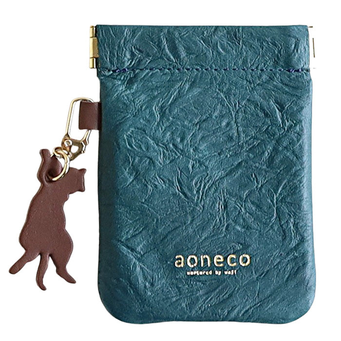 aoneco(アオネコ) 口バネポーチ [an024] 革製品を手がけるwajiさんの保護猫プロジェクト レディース メンズ 本革 小銭入れ ネコ 可愛い