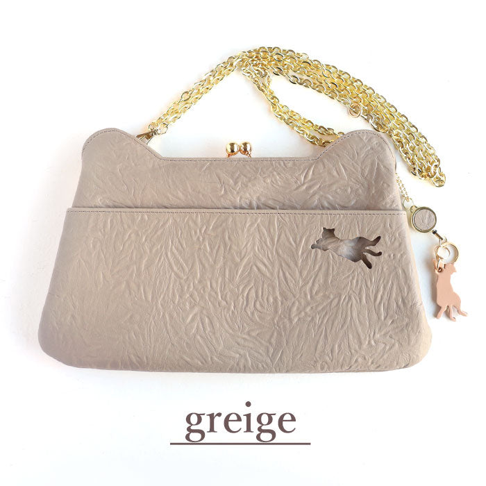 aoneco (Aoneko) Clasp Clutch Bag [an025] Waji's rescue cat project party bag shoulder bag genuine leather leather 