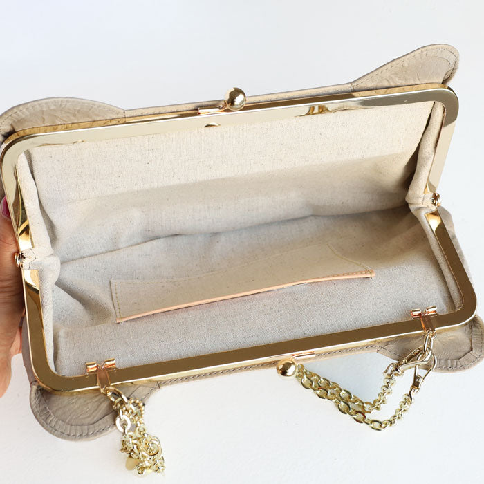 aoneco (Aoneko) Clasp Clutch Bag [an025] Waji's rescue cat project party bag shoulder bag genuine leather leather 