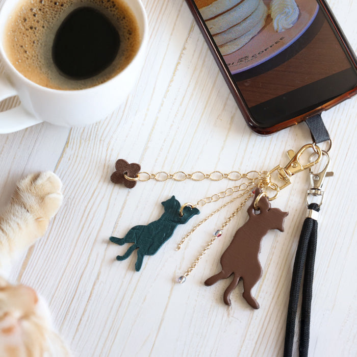 aoneco (Aoneko) ENISHI Charm [an026] Leather goods maker waji's rescue cat project bag charm key chain 