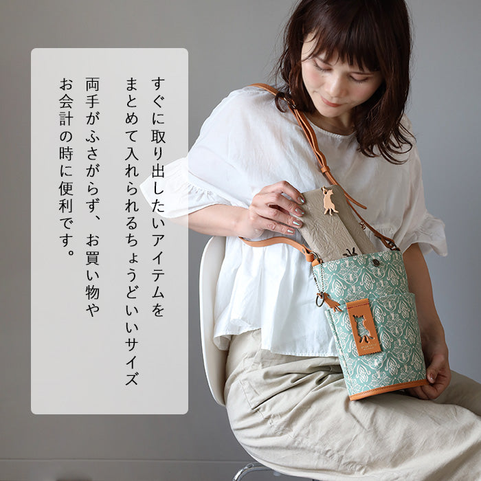 aoneco Bucket Print Shoulder Bag [an030] Leather products maker waji's rescue cat project Cat Cat Shoulder Pochette 