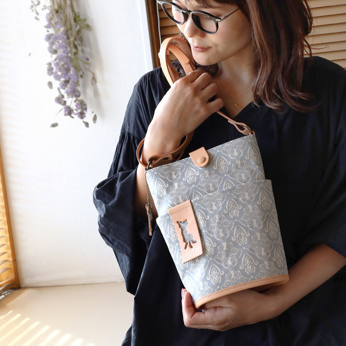 aoneco Bucket Print Shoulder Bag [an030] Leather products maker waji's rescue cat project Cat Cat Shoulder Pochette 