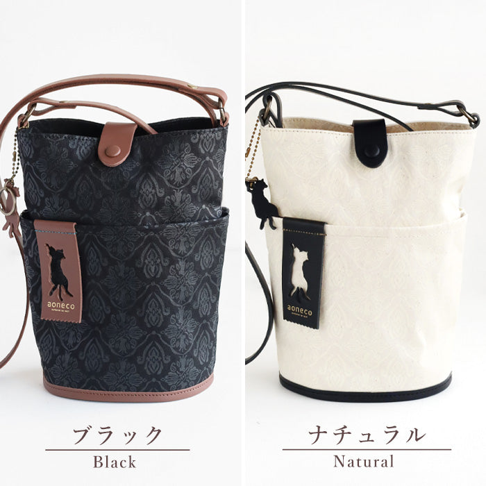 aoneco Bucket Print Shoulder Bag [an030] Leather products maker waji's rescue cat project Cat Cat Shoulder Pochette 