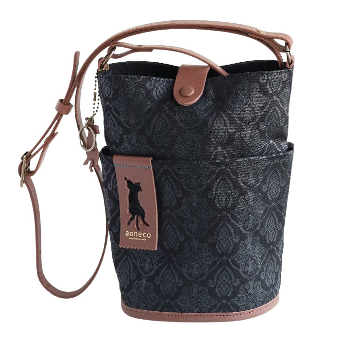 aoneco Bucket Print Shoulder Bag [an030] Leather products maker waji's rescue cat project Cat Cat Shoulder Pochette 