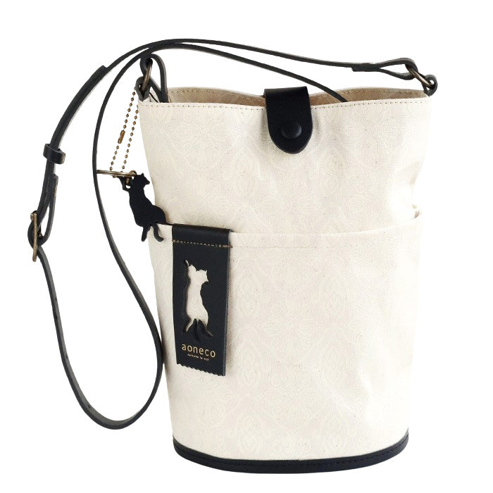 aoneco Bucket Print Shoulder Bag [an030] Leather products maker waji's rescue cat project Cat Cat Shoulder Pochette 