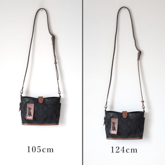 aoneco(アオネコ) ダマスク柄 バケット ミニショルダーバッグ 横型 [an031] 革製品を手がけるwajiさんの保護猫プロジェクト ネコ 猫 肩掛け ポシェット