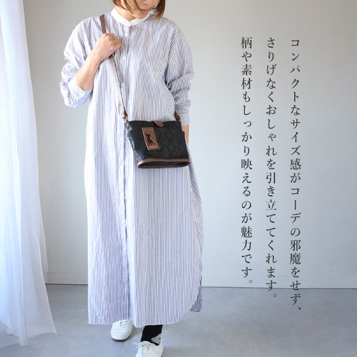 aoneco(アオネコ) ダマスク柄 バケット ミニショルダーバッグ 横型 [an031] 革製品を手がけるwajiさんの保護猫プロジェクト ネコ 猫 肩掛け ポシェット