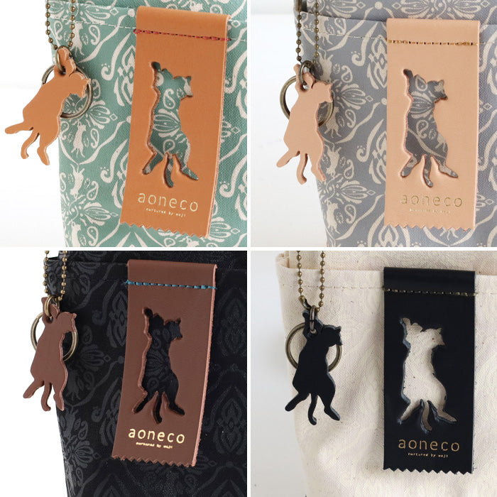 aoneco(アオネコ) ダマスク柄 バケット ミニショルダーバッグ 横型 [an031] 革製品を手がけるwajiさんの保護猫プロジェクト ネコ 猫 肩掛け ポシェット