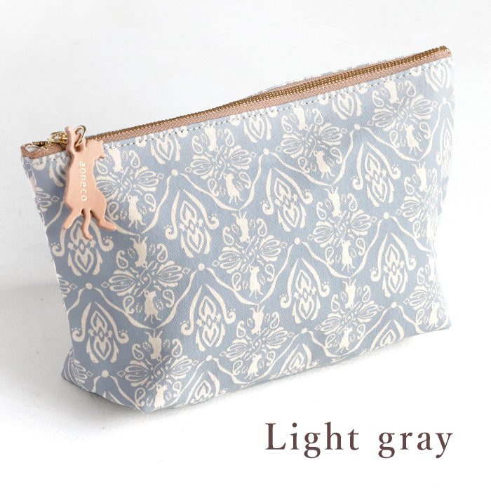 aoneco (Aoneko) Damask pattern pouch, M size [an035] Leather goods manufacturer Waji's rescue cat project, accessory case, travel, makeup pouch, large, cute, cat 