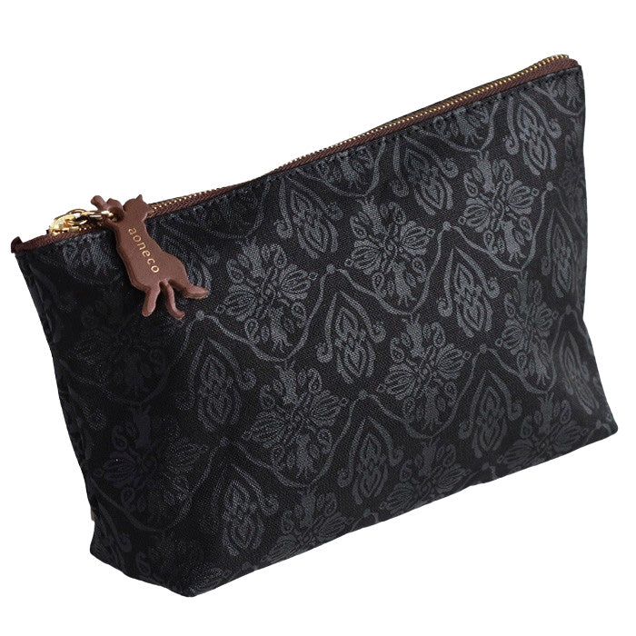 aoneco (Aoneko) Damask pattern pouch, M size [an035] Leather goods manufacturer Waji's rescue cat project, accessory case, travel, makeup pouch, large, cute, cat 