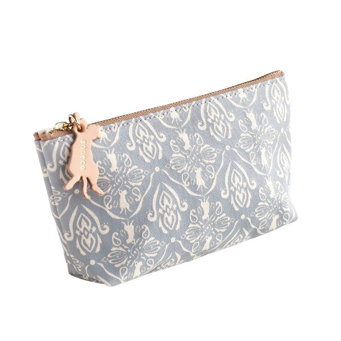 aoneco (Aoneko) Damask pattern pouch S size [an036] Leather goods manufacturer Waji's rescue cat project Small item holder Pen case Cosmetic pouch Small Cute Cat 