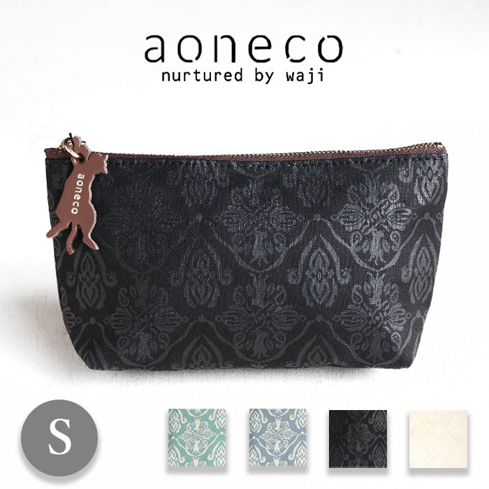 aoneco (Aoneko) Damask pattern pouch S size [an036] Leather goods manufacturer Waji's rescue cat project Small item holder Pen case Cosmetic pouch Small Cute Cat 