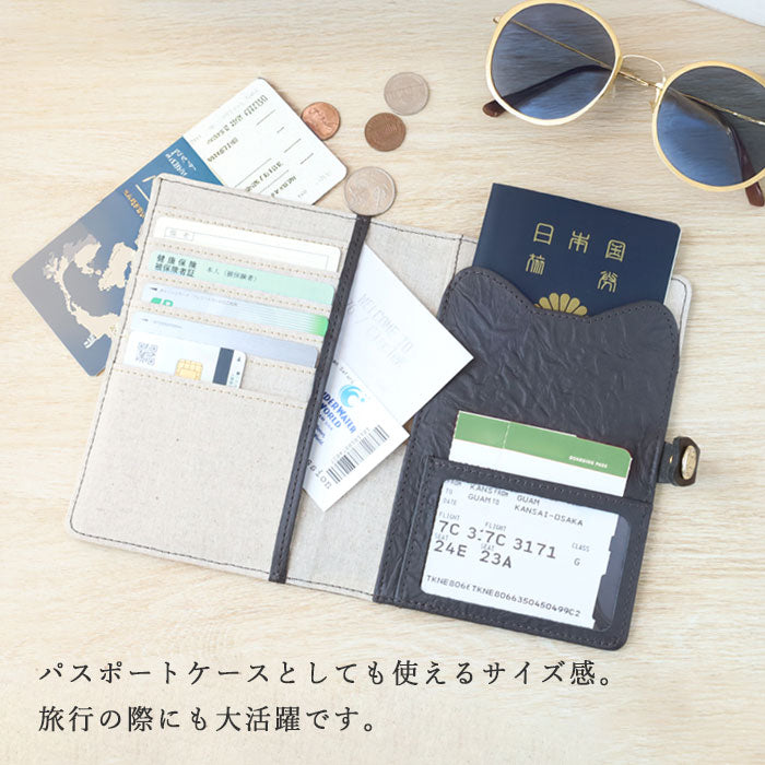 aoneco(アオネコ) A6サイズ 本革 お薬手帳カバー [an044] 革製品を手がけるwajiさんの保護猫プロジェクト 母子手帳 パスポートケース 年金手帳 猫 レザー