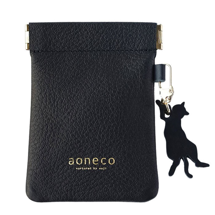 aoneco Genuine Leather Spring-Lip Pouch [an045] Supports Rescue Cats Donates Leather Accessories Brand, Women's & Men's Leather Accessory Case 