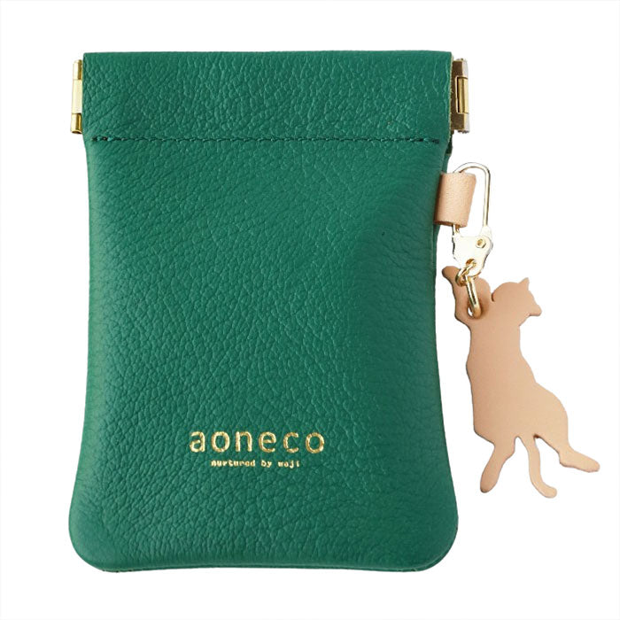 aoneco Genuine Leather Spring-Lip Pouch [an045] Supports Rescue Cats Donates Leather Accessories Brand, Women's & Men's Leather Accessory Case 