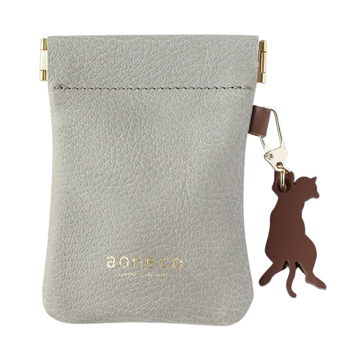 aoneco Genuine Leather Spring-Lip Pouch [an045] Supports Rescue Cats Donates Leather Accessories Brand, Women's & Men's Leather Accessory Case 