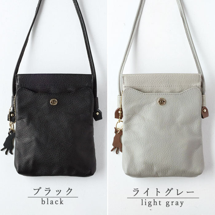 aoneco (Aoneko) genuine leather sacoche for women and men [an046] cat protection project by waji, a leather goods maker cat shoulder pouch 