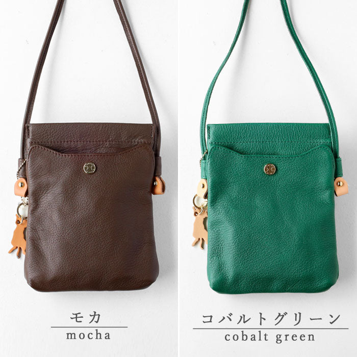 aoneco (Aoneko) genuine leather sacoche for women and men [an046] cat protection project by waji, a leather goods maker cat shoulder pouch 