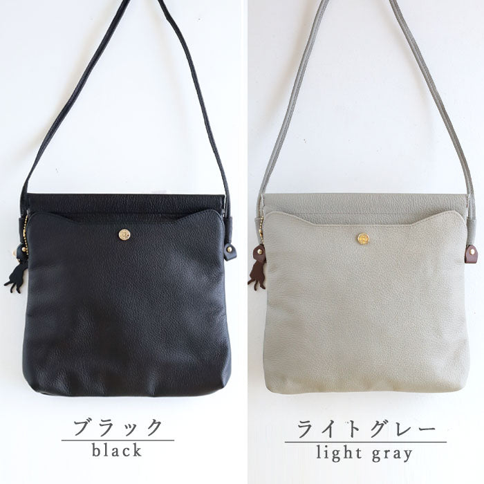 aoneco(アオネコ) 口バネ 本革 ショルダーバッグ レディース メンズ [an047] 革製品を手がけるwajiさんの保護猫プロジェクト ネコ 猫 肩掛け ポシェット