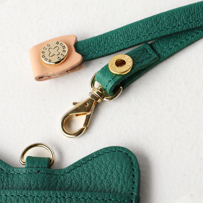 aoneco(アオネコ) 本革 IDカードケース [an052]  保護猫 支援 寄付 革小物 ブランド レディース メンズ レザー ネックストラップ 名札