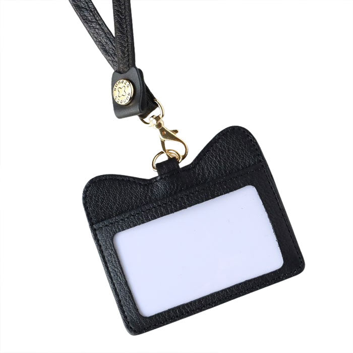 aoneco (Aoneko) Genuine Leather ID Card Case [an052]  Supports rescued cats through donations. Leather accessories brand for women and men. Leather neck strap, name tag.