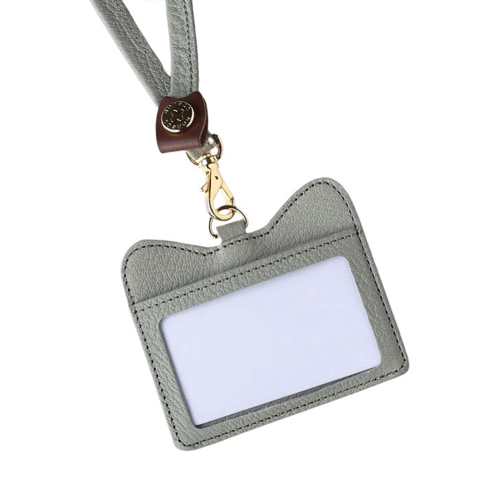 aoneco(アオネコ) 本革 IDカードケース [an052]  保護猫 支援 寄付 革小物 ブランド レディース メンズ レザー ネックストラップ 名札