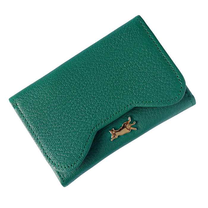 aoneco(アオネコ)  本革 かぶせ名刺入れ レディース メンズ [an053] 保護猫 支援 寄付 革小物 ブランド レディース メンズ レザー 牛革 名刺ケース カードケース