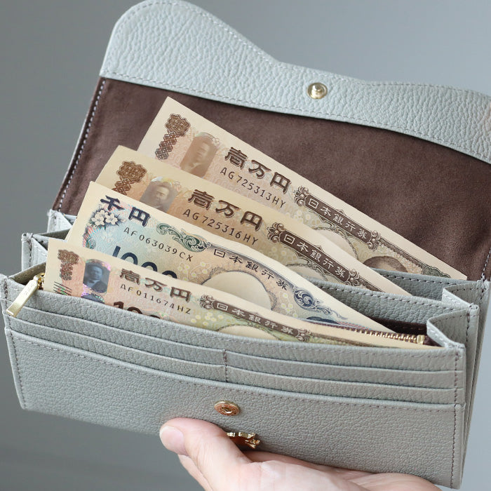 aoneco(アオネコ) 本革 かぶせロングウォレット レディース メンズ