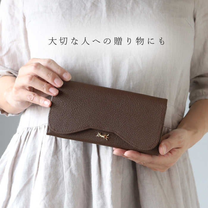 aoneco(アオネコ)  本革 かぶせロングウォレット レディース メンズ [an054] 保護猫 支援 寄付 革財布 ブランド 長財布 牛革 レザー