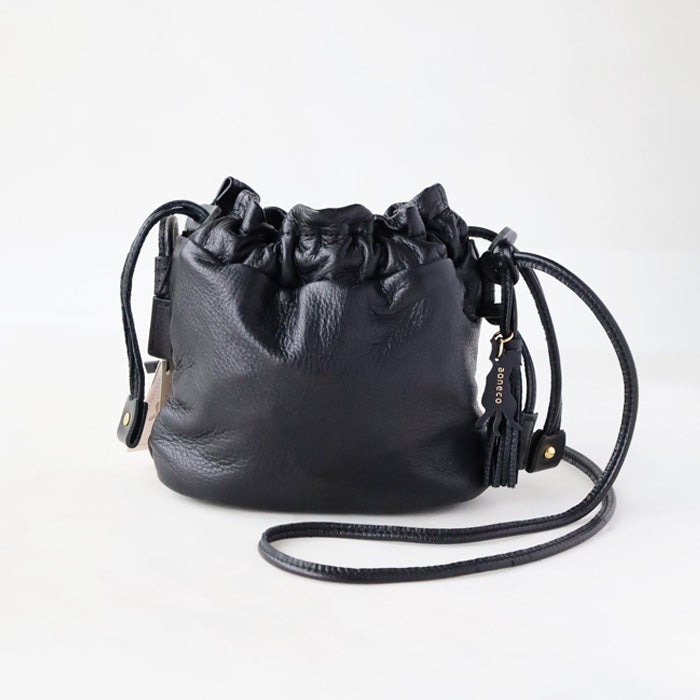 aoneco(アオネコ) レザー巾着 ショルダーバッグ [an057] 保護猫 支援 寄付 バッグ ブランド レディース 本革 レザー