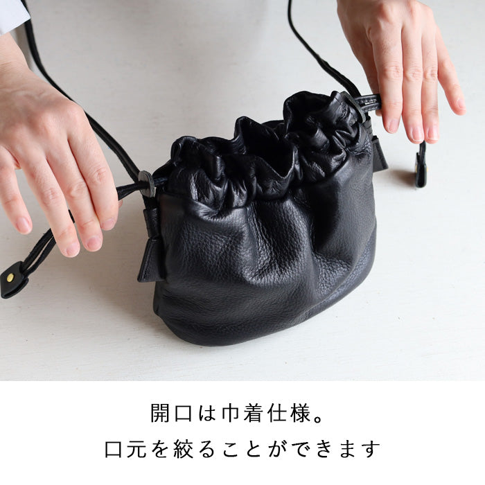 aoneco(アオネコ) レザー巾着 ショルダーバッグ [an057] 保護猫 支援 寄付 バッグ ブランド レディース 本革 レザー